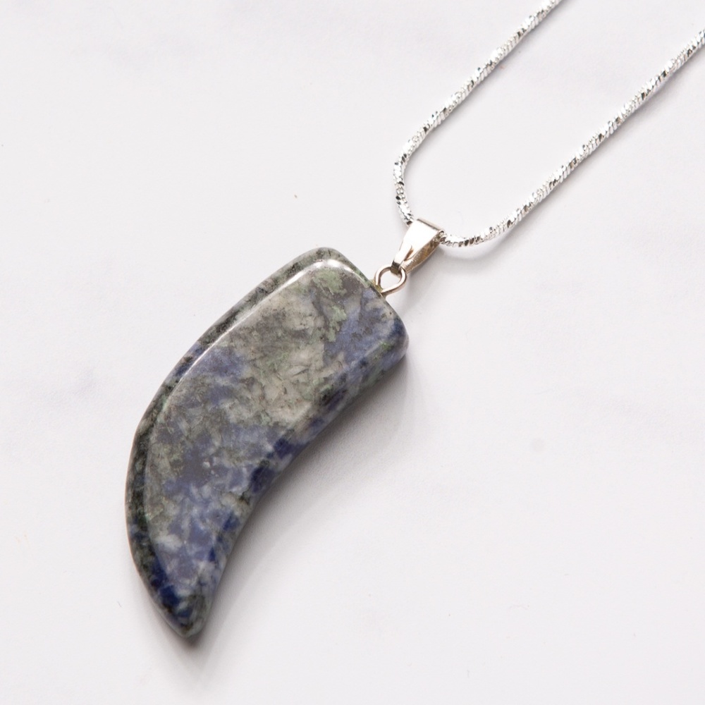 Sodalite Tusk, 24” Silver Plated Nickel-Free Chain
